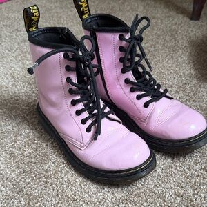 Dr. Martens Light Pink Boots shiny. Girls US size 3